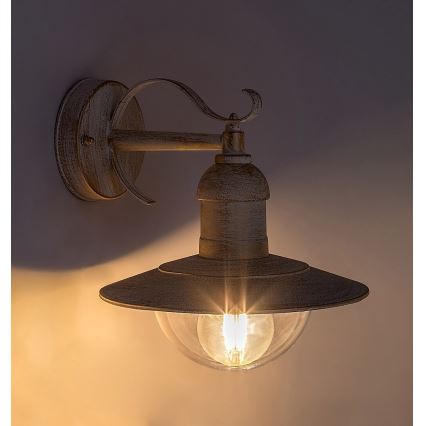 Brilagi - Utomhus väggarmatur MOLDE 1xE27/60W/230V IP44 vit/patina