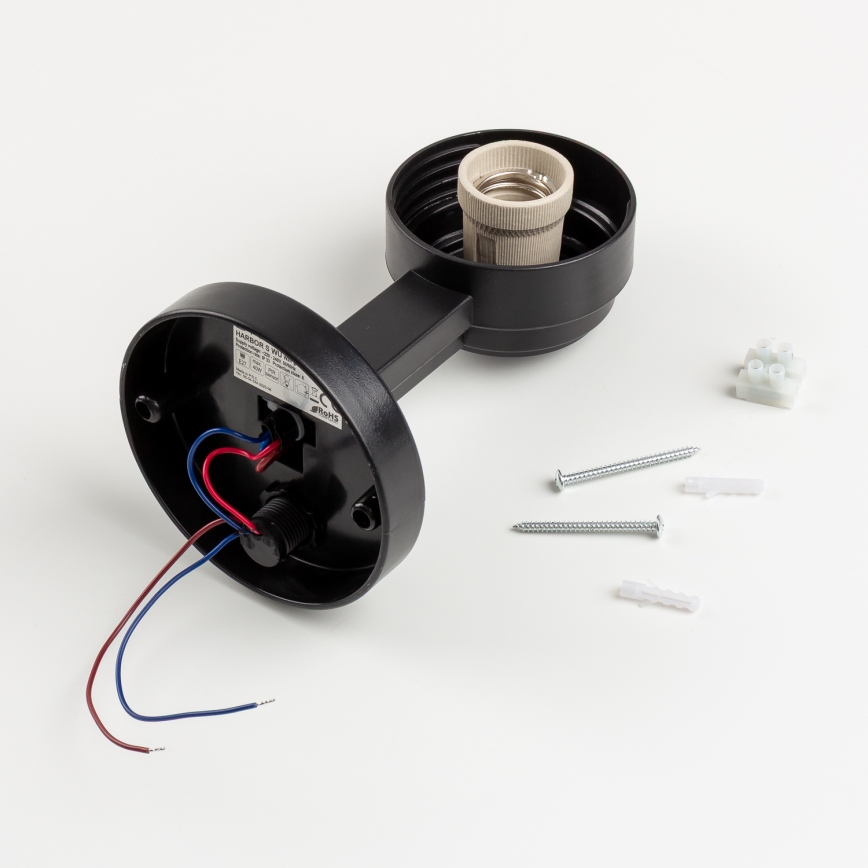 BRILAGI - Utomhusvägglampa med rörelsesensor HARBOR 1xE27/40W/230V IP33 svart/vit