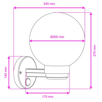 BRILAGI - Utomhusvägglampa med rörelsesensor HARBOR 1xE27/40W/230V IP33 svart/vit