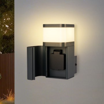 Brilagi - Utomhus vägglampa med SCHUKO-uttag PILLAR 1xG9/11W/230V IP44 antracit