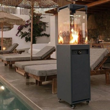 BRILAGI - Utomhusgaskamin FLARO GAS 142x36 cm 8kW 1xAAA antracit + skyddsöverdrag