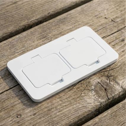 Brilagi - Utomhusinfällt golvuttag med dubbla uttag, IP55, vitt, rektangulärt