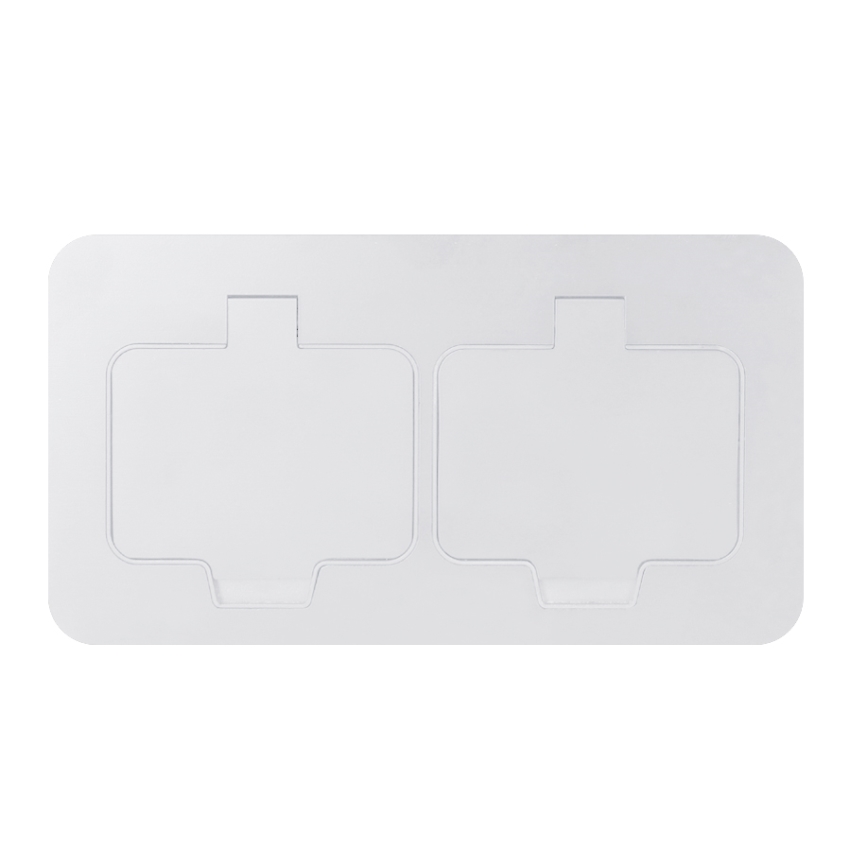 Brilagi - Utomhusinfällt golvuttag med dubbla uttag, IP55, vitt, rektangulärt