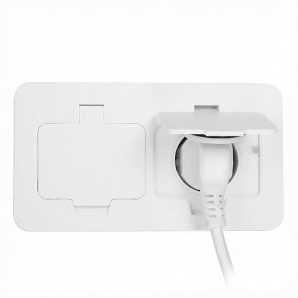 Brilagi - Utomhusinfällt golvuttag med dubbla uttag, IP55, vitt, rektangulärt
