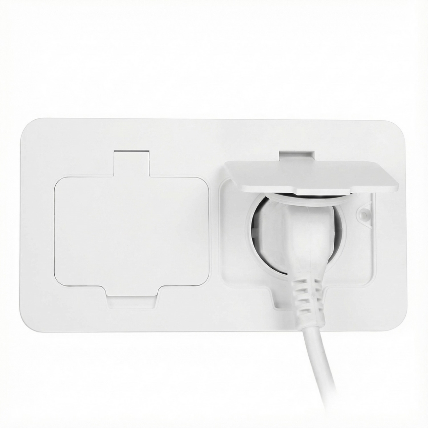 Brilagi - Utomhusinfällt golvuttag med dubbla uttag, IP55, vitt, rektangulärt