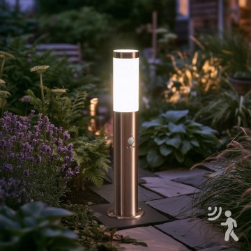 BRILAGI - Utomhuslampa ELIA med rörelsesensor, 1 x E27, 20 W, 230 V, IP44, 50 cm, matt krom