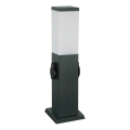 Brilagi - Utomhuslampa med 2 SCHUKO-uttag 1xE27/15W/230V 40 cm IP44 antracit