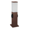 Brilagi - Utomhuslampa med 2 SCHUKO-uttag 1xE27/15W/230V 40 cm IP44 brun