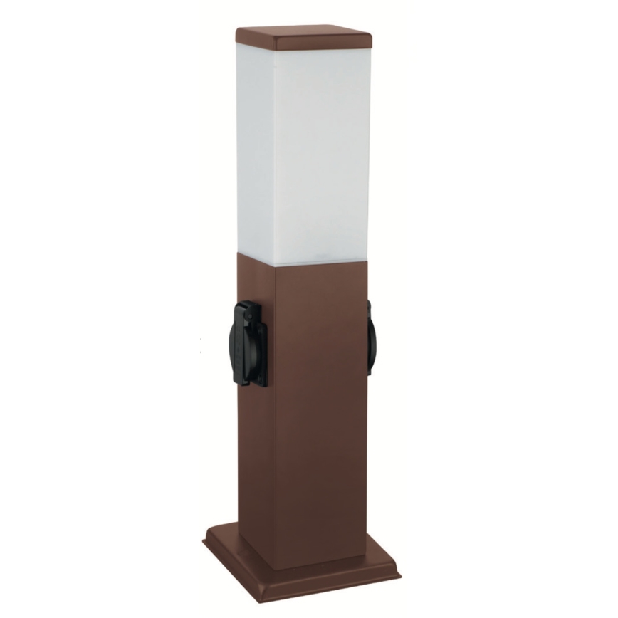 Brilagi - Utomhuslampa med 2 SCHUKO-uttag NOVA 1xE27/15W/230V 40 cm IP44 brun