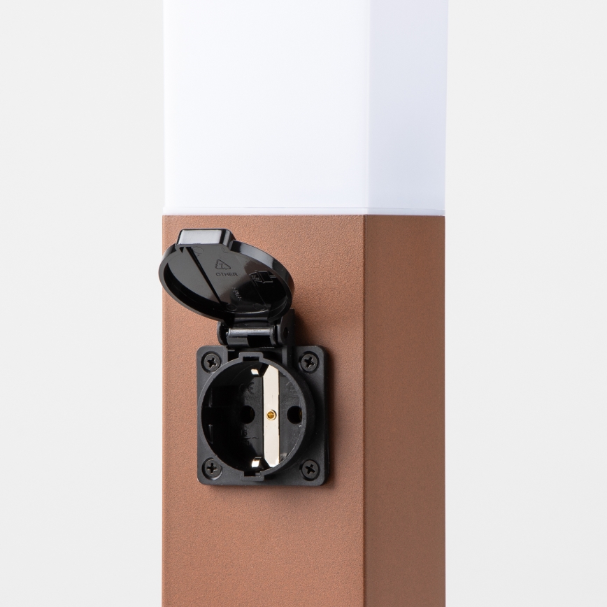 BRILAGI - Utomhuslampa med 2 SCHUKO-uttag NOVA 1xE27/15W/230V 40 cm IP44 brun
