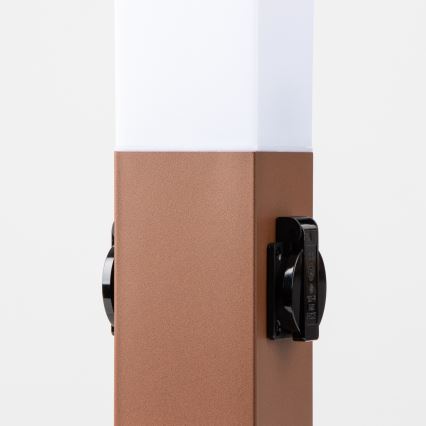 BRILAGI - Utomhuslampa med 2 SCHUKO-uttag NOVA 1xE27/15W/230V 40 cm IP44 brun