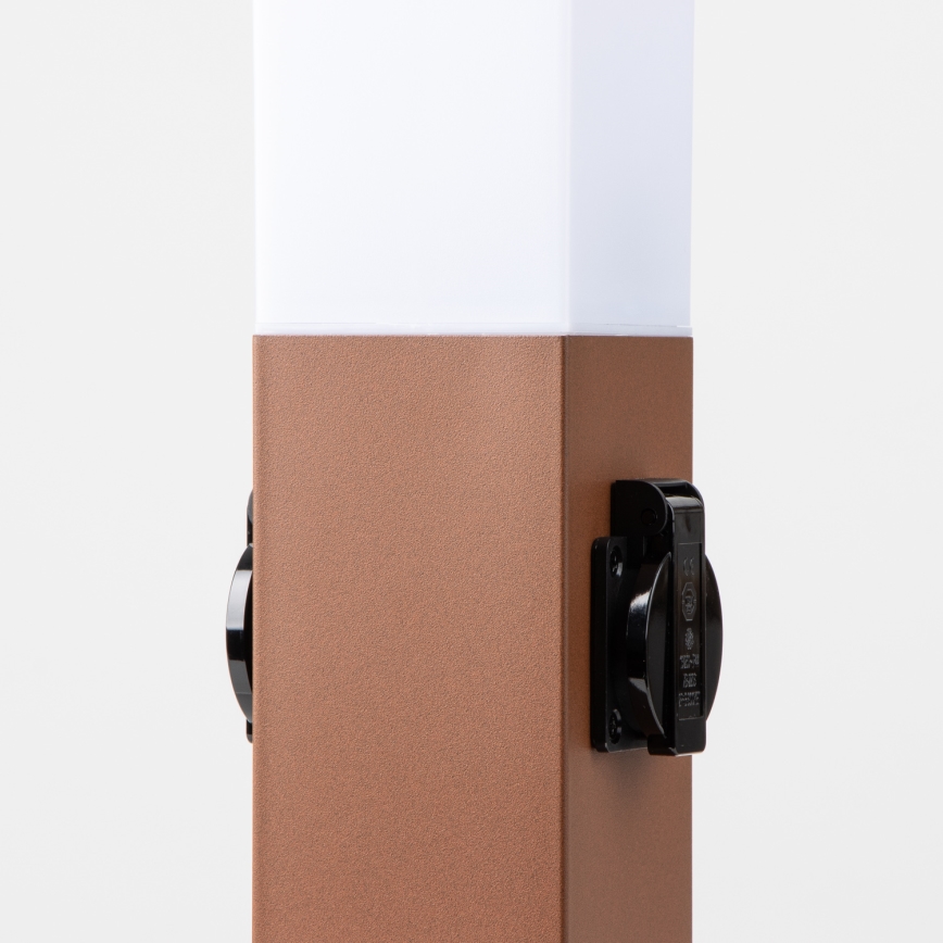 BRILAGI - Utomhuslampa med 2 SCHUKO-uttag NOVA 1xE27/15W/230V 40 cm IP44 brun