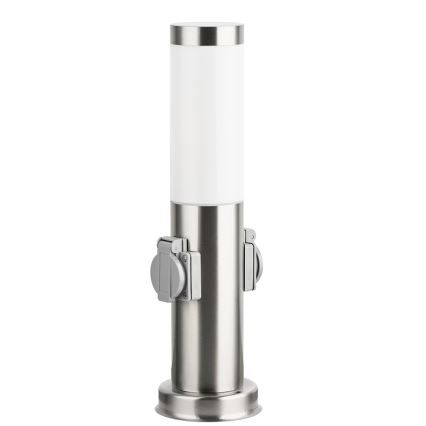 Brilagi - Utomhuslampa med 2 SCHUKO-uttag NOVA 1xE27/15W/230V 40 cm IP44 matt krom