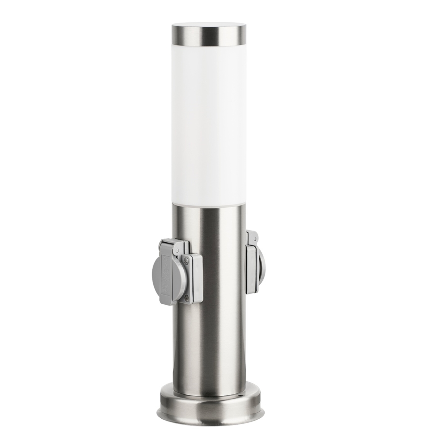 Brilagi - Utomhuslampa med 2 SCHUKO-uttag NOVA 1xE27/15W/230V 40 cm IP44 matt krom