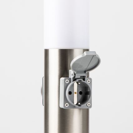 Brilagi - Utomhuslampa med 2 SCHUKO-uttag NOVA 1xE27/15W/230V 40 cm IP44 matt krom