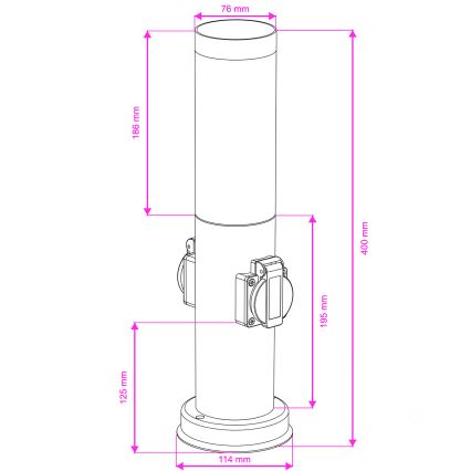 Brilagi - Utomhuslampa med 2 SCHUKO-uttag NOVA 1xE27/15W/230V 40 cm IP44 matt krom