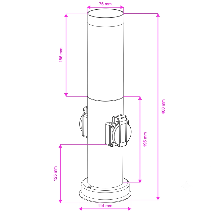 Brilagi - Utomhuslampa med 2 SCHUKO-uttag NOVA 1xE27/15W/230V 40 cm IP44 matt krom