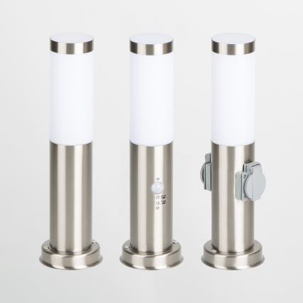 Brilagi - Utomhuslampa med 2 SCHUKO-uttag NOVA 1xE27/15W/230V 40 cm IP44 matt krom