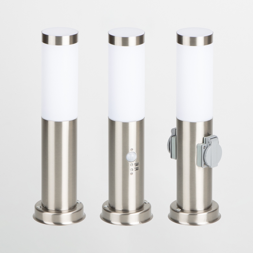 Brilagi - Utomhuslampa med 2 SCHUKO-uttag NOVA 1xE27/15W/230V 40 cm IP44 matt krom