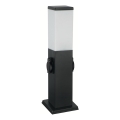 Brilagi - Utomhuslampa med 2 SCHUKO-uttag NOVA 1xE27/15W/230V 40 cm IP44 svart