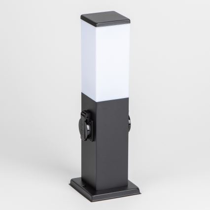 Brilagi - Utomhuslampa med 2 SCHUKO-uttag NOVA 1xE27/15W/230V 40 cm IP44 svart