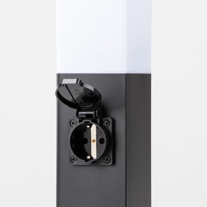 BRILAGI - Utomhuslampa med 2 SCHUKO-uttag NOVA 1xE27/15W/230V 40 cm IP44 svart