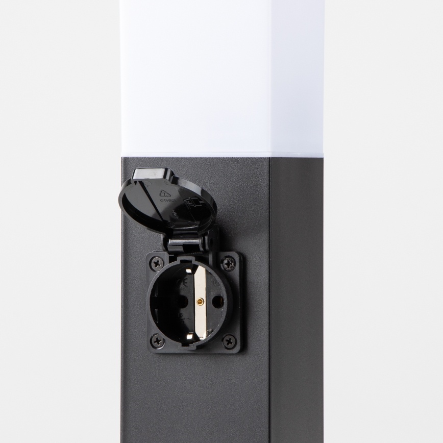 BRILAGI - Utomhuslampa med 2 SCHUKO-uttag NOVA 1xE27/15W/230V 40 cm IP44 svart