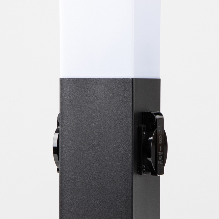 BRILAGI - Utomhuslampa med 2 SCHUKO-uttag NOVA 1xE27/15W/230V 40 cm IP44 svart