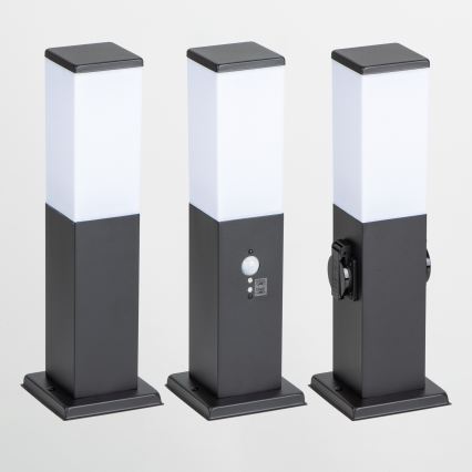 BRILAGI - Utomhuslampa med 2 SCHUKO-uttag NOVA 1xE27/15W/230V 40 cm IP44 svart