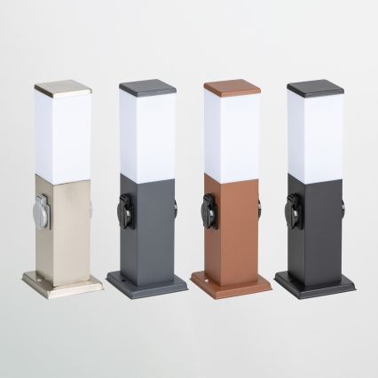 BRILAGI - Utomhuslampa med 2 SCHUKO-uttag NOVA 1xE27/15W/230V 40 cm IP44 svart
