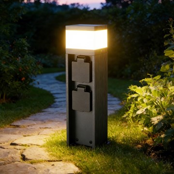 Brilagi - Utomhuslampa med 2 SCHUKO-uttag PILLAR 1xG9/11W/230V IP44, antracit