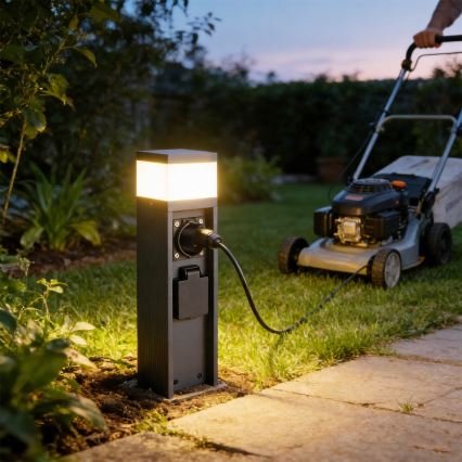 Brilagi - Utomhuslampa med 2 SCHUKO-uttag PILLAR 1xG9/11W/230V IP44, antracit