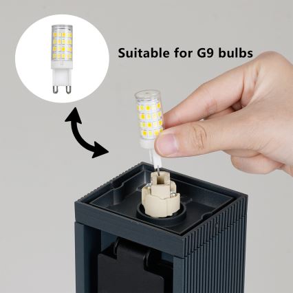 Brilagi - Utomhuslampa med 2 SCHUKO-uttag PILLAR 1xG9/11W/230V IP44, antracit