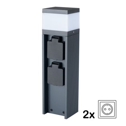 Brilagi - Utomhuslampa med 2 SCHUKO-uttag PILLAR 1xG9/11W/230V IP44, antracit