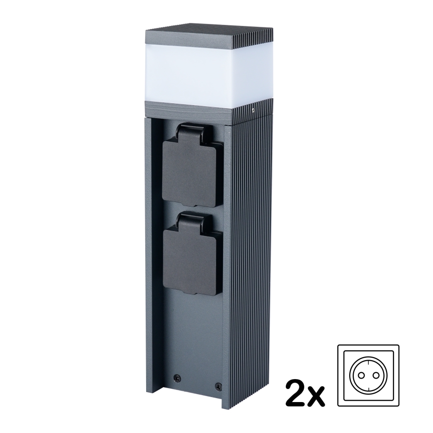Brilagi - Utomhuslampa med 2 SCHUKO-uttag PILLAR 1xG9/11W/230V IP44, antracit