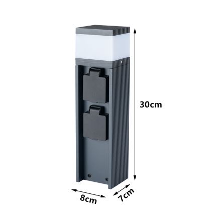 Brilagi - Utomhuslampa med 2 SCHUKO-uttag PILLAR 1xG9/11W/230V IP44, antracit