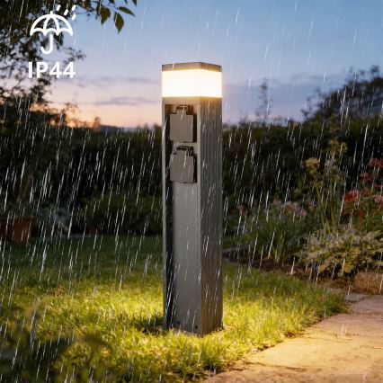 Brilagi - Utomhuslampa med 2 SCHUKO‑uttag PILLAR 1xG9/11W/230V IP44 antracit
