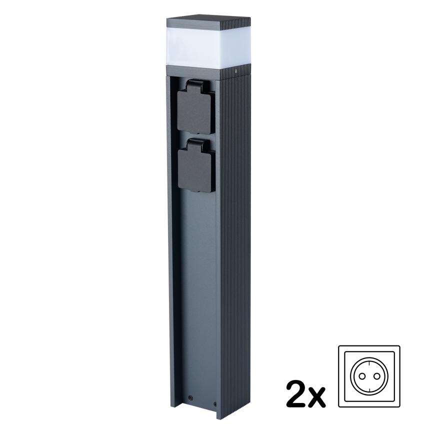 Brilagi - Utomhuslampa med 2 SCHUKO‑uttag PILLAR 1xG9/11W/230V IP44 antracit