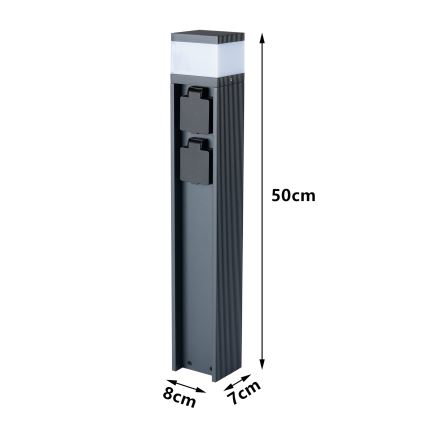 Brilagi - Utomhuslampa med 2 SCHUKO‑uttag PILLAR 1xG9/11W/230V IP44 antracit