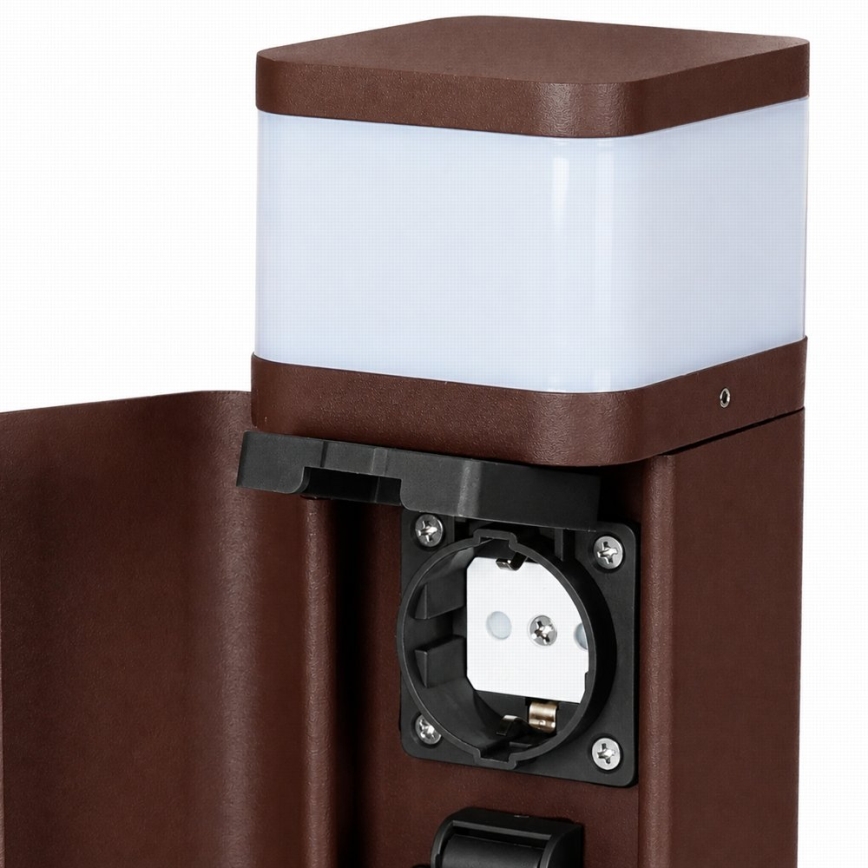 BRILAGI - Utomhuslampa med 2 SCHUKO-uttag PILLAR 1xG9/11W/230V IP44 brun