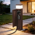 BRILAGI - Utomhuslampa med 2 SCHUKO-uttag PILLAR 1xG9/11W/230V IP44 brun