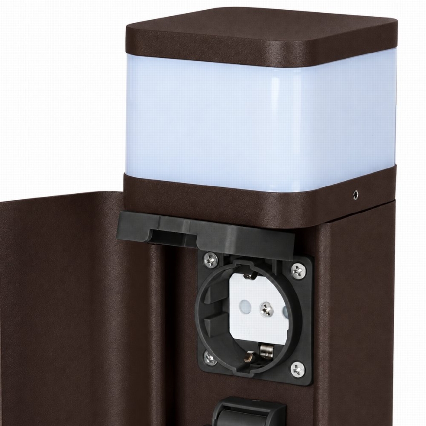 BRILAGI - Utomhuslampa med 2 SCHUKO-uttag PILLAR 1xG9/11W/230V IP44 brun