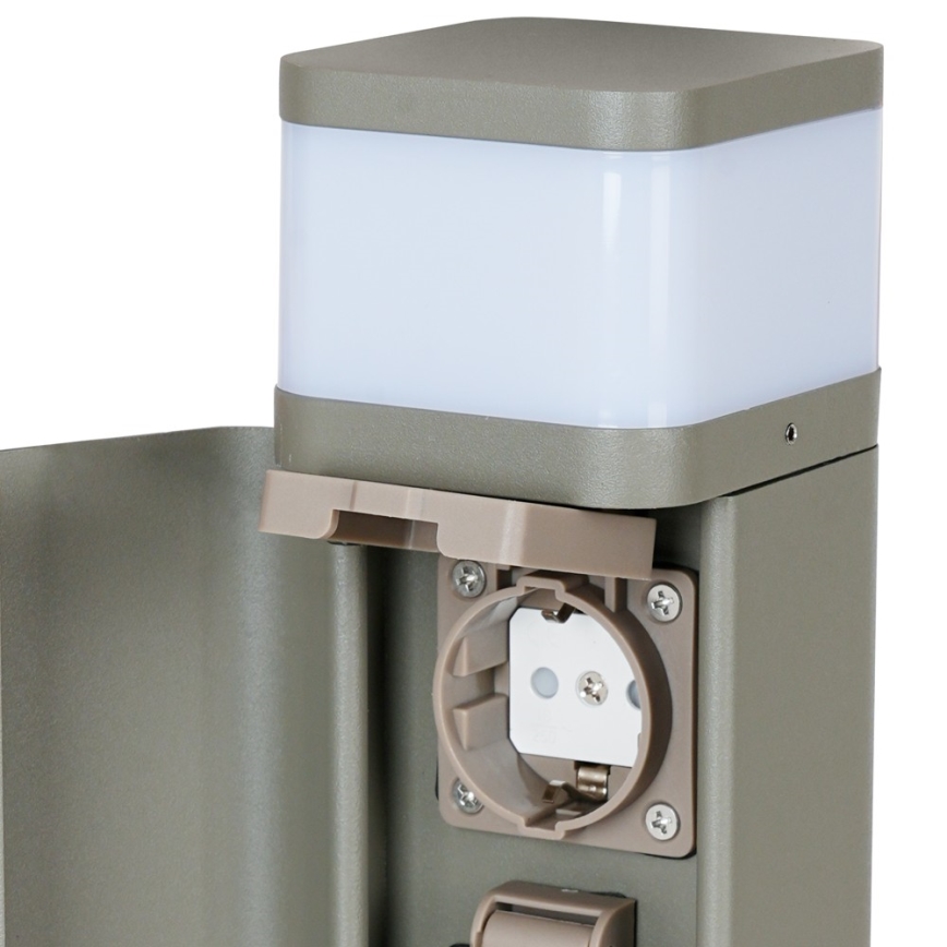 BRILAGI - Utomhuslampa med 2 SCHUKO-uttag PILLAR 1xG9/11W/230V IP44 grå