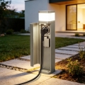 BRILAGI - Utomhuslampa med 2 SCHUKO-uttag PILLAR 1xG9/11W/230V IP44 grå
