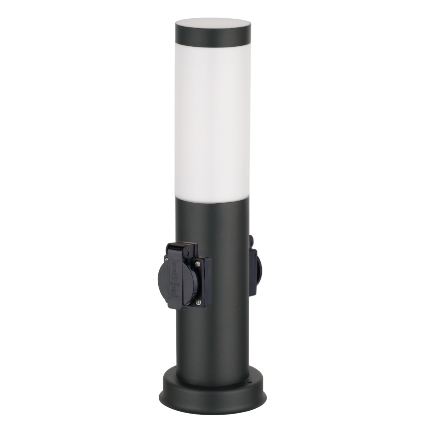 Brilagi - NOVA utomhuslampa med 2 SCHUKO-uttag 1xE27/15W/230V 40 cm IP44 svart