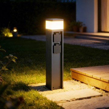 Brilagi - Utomhuslampa med 2 SCHUKO‑uttag PILLAR 1xG9/11W/230V IP44 antracit