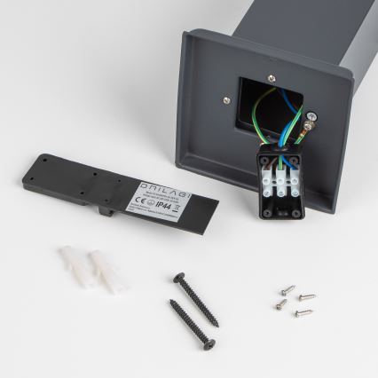 Brilagi - Utomhuslampa NOVA med 2 SCHUKO-uttag, 1xE27/15W/230V, 40 cm, IP44, antracit