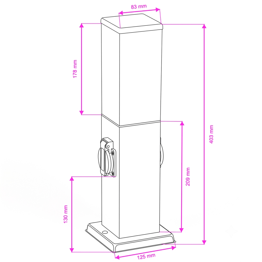 Brilagi - Utomhuslampa NOVA med 2 SCHUKO-uttag, 1xE27/15W/230V, 40 cm, IP44, antracit