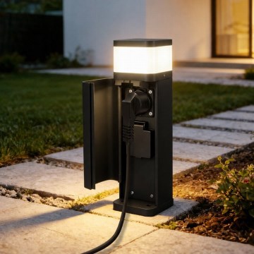 BRILAGI - Utomhuslampa med 2 uttag SCHUKO PILLAR 1xG9/11W/230V IP44 svart