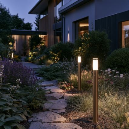 BRILAGI - Utomhuslampa med rörelsesensor ELIA 1xE27/20W/230V IP44 100 cm mattkrom